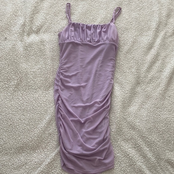 Lavender Side Cinched Mini Dress - Picture 1 of 5